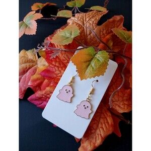 NWT Halloween Pink Ghost Earrings w/ Gold-Plated Hooks Everyday Is Halloween